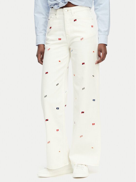 Tommy Jeans Jeansy Claire DW0DW23042 Kremowy Wide Leg