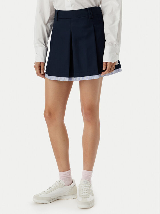 Tommy Jeans Spódnica trapezowa Varsity Pleated DW0DW22758 Granatowy Regular Fit