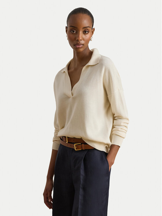 LAUREN RALPH LAUREN Sweter 200P14056001 Kremowy Regular Fit