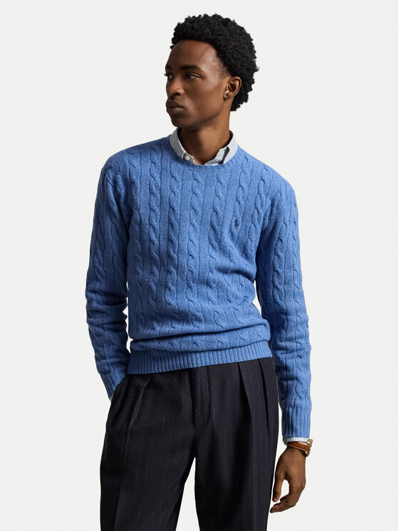 Polo Ralph Lauren Sweter 710876762504 Niebieski jasny Regular Fit