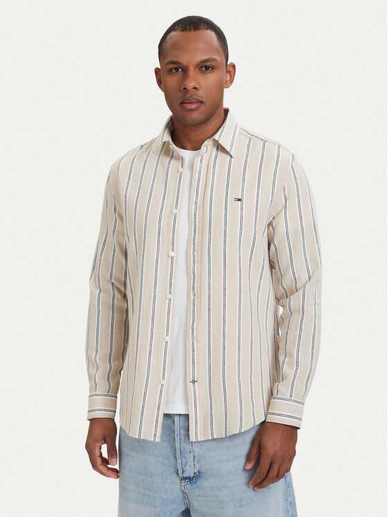 Tommy Jeans Koszula DM0DM22755 Beżowy jasny Regular Fit