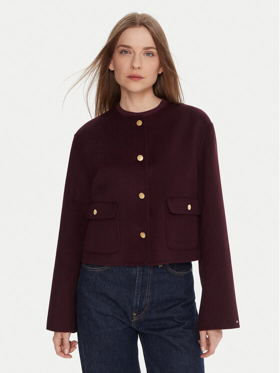 Tommy Hilfiger Kurtka przejściowa WW0WW47446 Bordowy Regular Fit