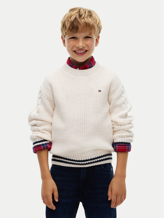 Tommy Hilfiger Sweter KB0KB10629 Kremowy Regular Fit