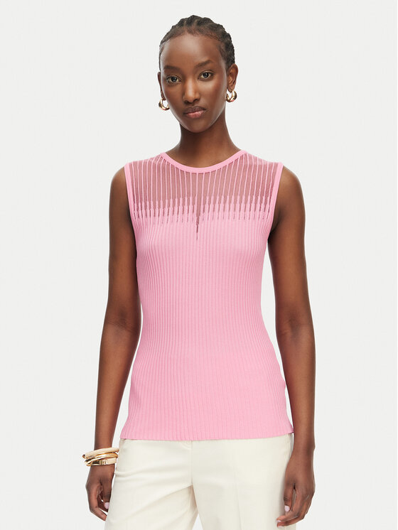Rinascimento Top CFM0012239003 Różowy jasny Slim Fit