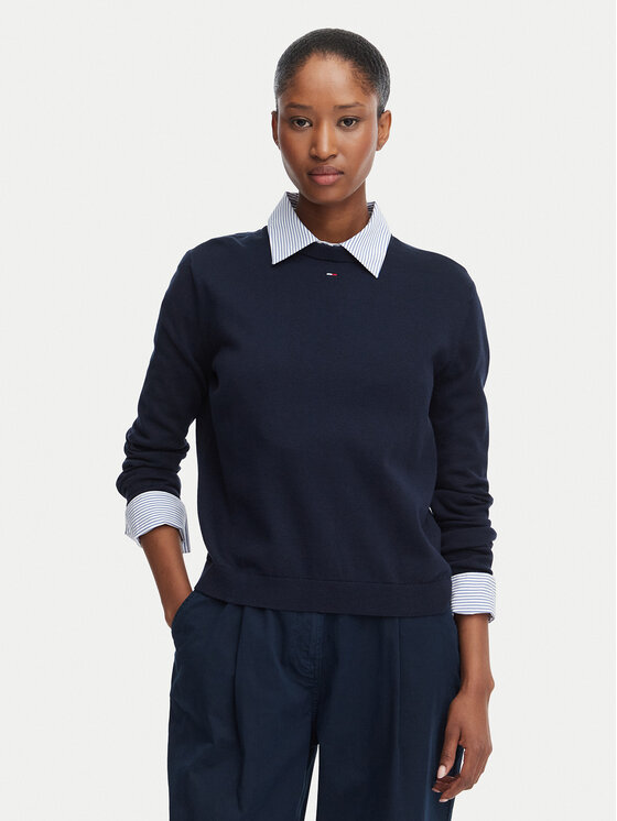 Tommy Jeans Sweter Essential DW0DW20159 Granatowy Regular Fit