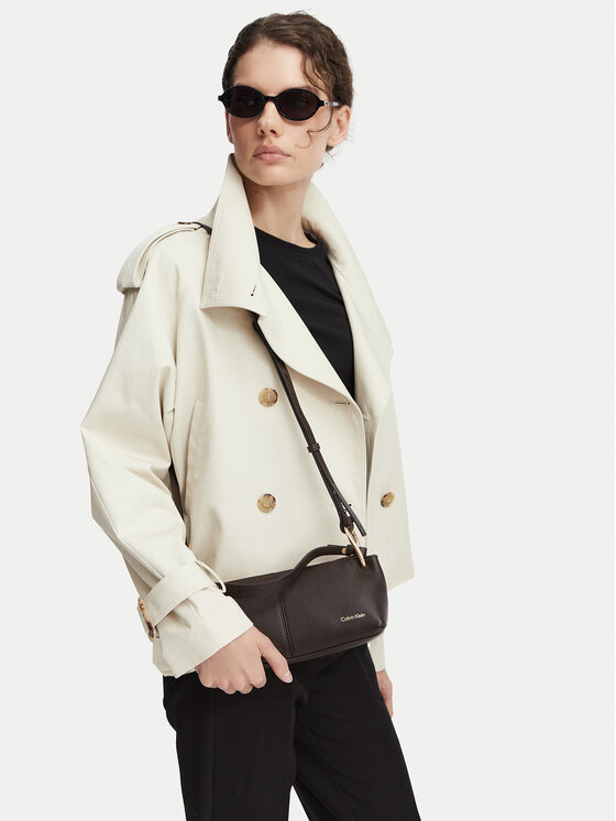 Calvin Klein Torebka Slouchy Leather Small Conv Bag LV04F3659G Brązowy