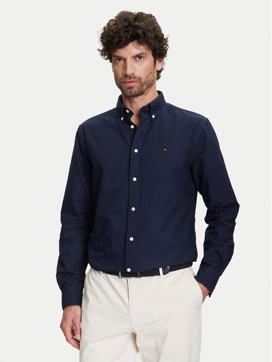 Tommy Hilfiger Koszula Solid Heritage MW0MW35774 Granatowy Regular Fit