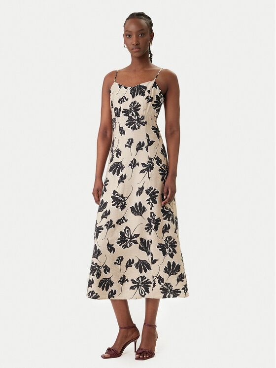 Vero Moda Sukienka letnia Jennifer 10341972 Beżowy Regular Fit