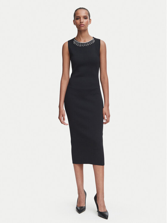 Rinascimento Sukienka koktajlowa CFM0012352003 Czarny Slim Fit
