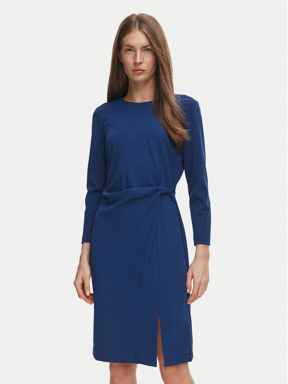 Calvin Klein Sukienka koktajlowa LV044H004G Granatowy Slim Fit