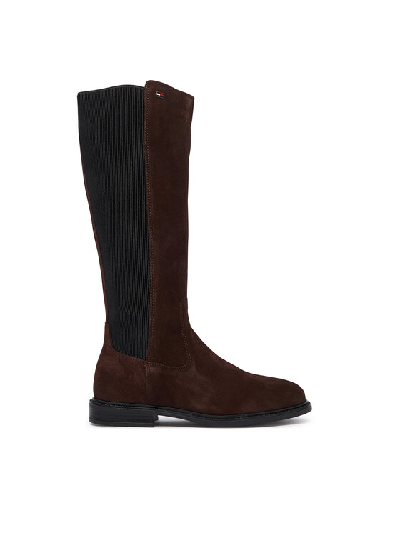 Tommy Hilfiger Kozaki Enamel Flag Suede High Chelsea FW0FW09574 Brązowy ciemny