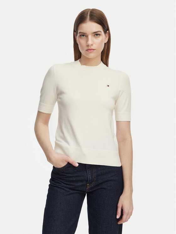 Tommy Hilfiger Sweter WW0WW49705 Żółty Slim Fit