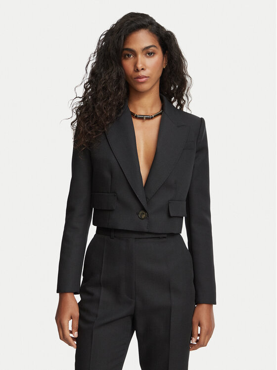 Elisabetta Franchi Marynarka GI-291-67E2-V600 Czarny Regular Fit