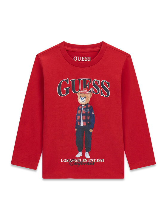Guess Bluzka N6BI04 K5854 Czerwony ciemny Regular Fit
