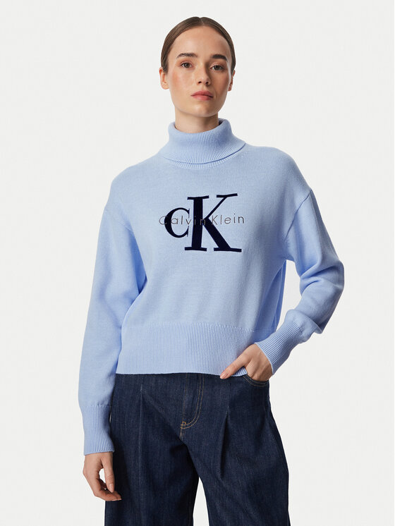 Calvin Klein Jeans Golf LV047H329G Niebieski jasny Regular Fit