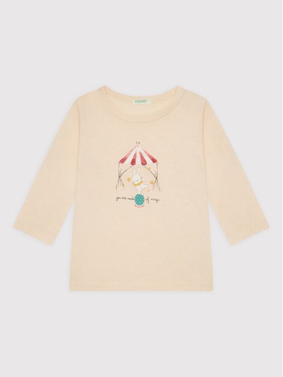 United Colors Of Benetton Bluzka 3ATNA1018 Beżowy Regular Fit