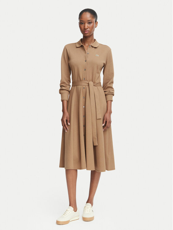 Lacoste Sukienka codzienna EF5299 Brązowy jasny Regular Fit