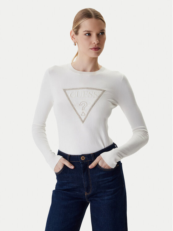 Guess Sweter W6RR49 Z2NQ2 Écru Regular Fit