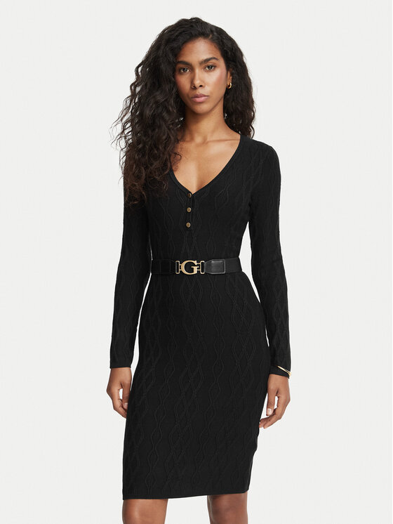 Guess Sukienka dzianinowa W6BK62 Z1567 Czarny Regular Fit