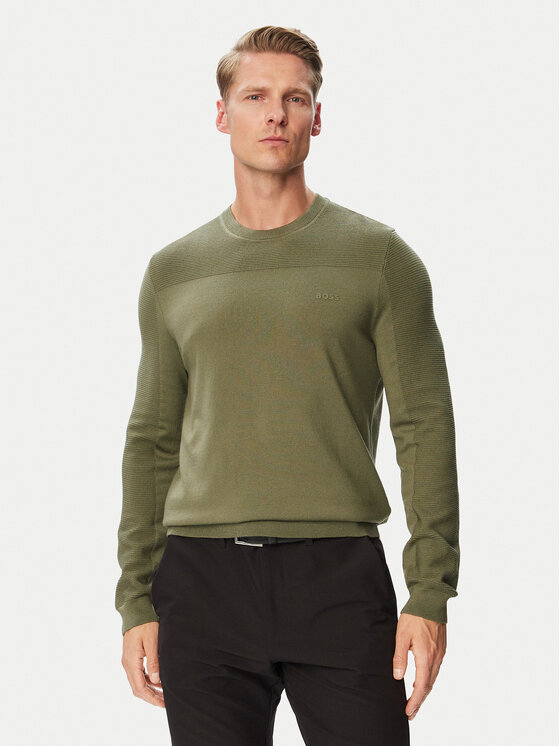 BOSS Sweter Momentum-X CN 50547507 Khaki Regular Fit