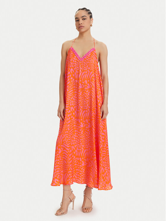 LOLA CASADEMUNT Sukienka letnia LS2616030 Pomarańczowy Regular Fit