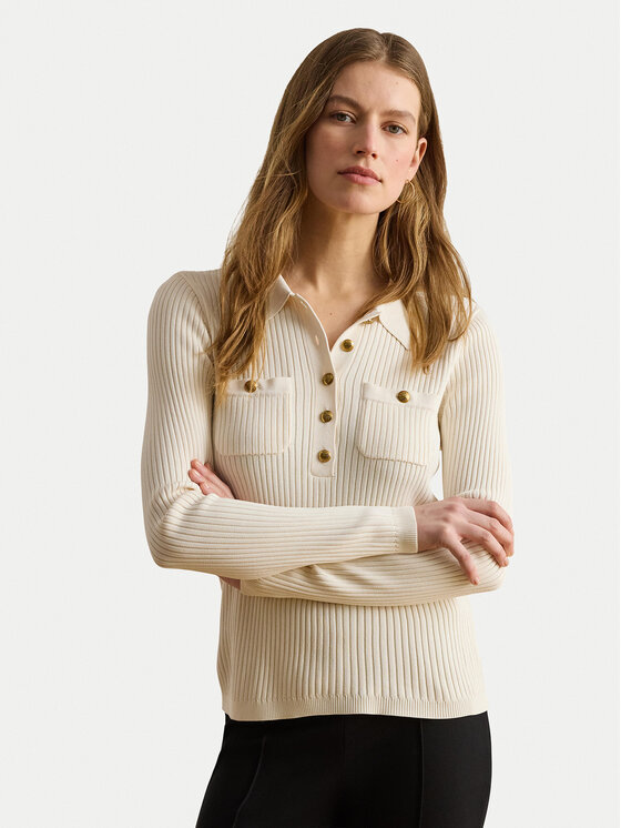 LAUREN RALPH LAUREN Sweter 200P03459003 Kremowy Slim Fit