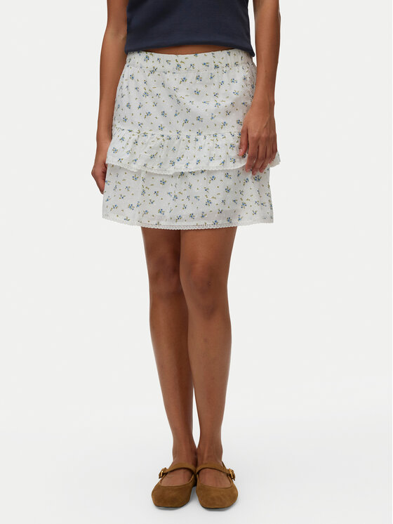 Vero Moda Spódnica mini Trine 10342736 Biały Regular Fit