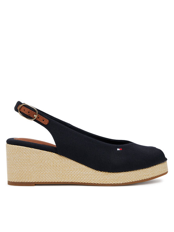 Tommy Hilfiger Sandały Flag Mid Wedge Espad Slingback FW0FW08595 Granatowy