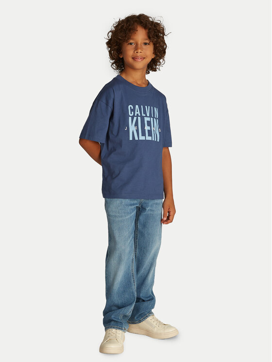 Calvin Klein Jeans T-Shirt Bold Graphic IB0IB02448 Niebieski Relaxed Fit