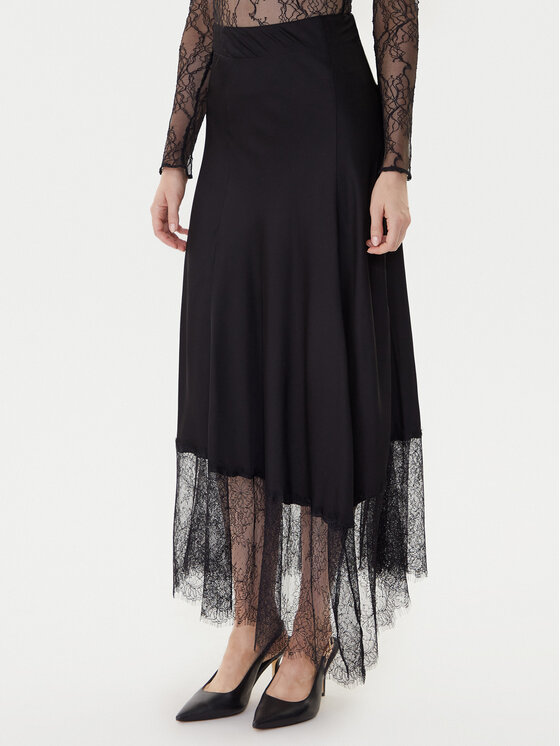 TWINSET Spódnica midi 252LL2TCC Czarny Regular Fit