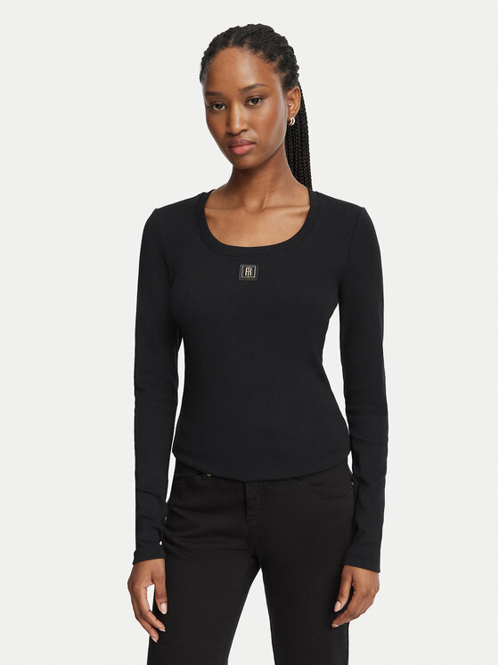Fracomina Bluzka FP26WT3034J40101 Czarny Slim Fit