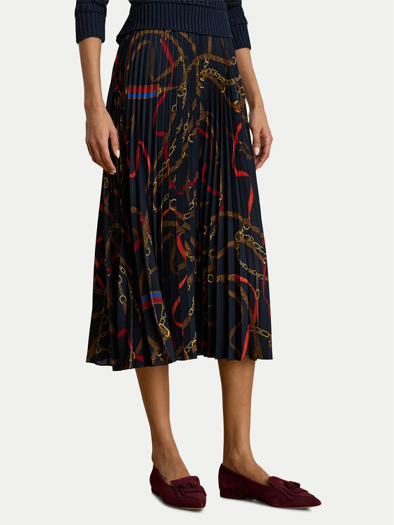 LAUREN RALPH LAUREN Spódnica plisowana 200P03550001 Granatowy Regular Fit