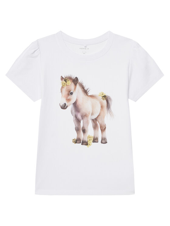NAME IT T-Shirt Hani 13243178 Biały Standard Fit