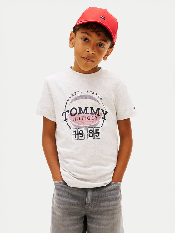 Tommy Hilfiger T-Shirt Basketball Graphic KB0KB10277 D Szary jasny Regular Fit
