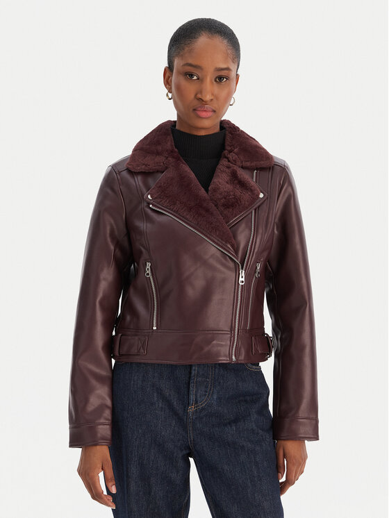 Vero Moda Kurtka z imitacji skóry Hailey 10250405 Fioletowy Regular Fit
