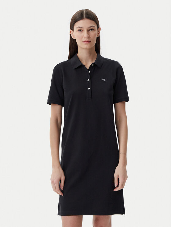 Gant Sukienka codzienna Shield 4201529 Czarny Regular Fit