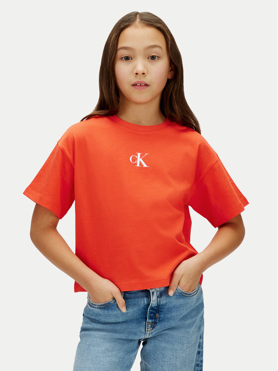 Calvin Klein Jeans T-Shirt LVCKSJA16G Czerwony Boxy Fit