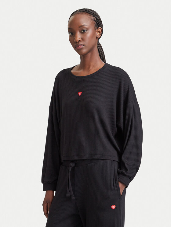 HUGO Bluzka Heart 50566668 Czarny Relaxed Fit