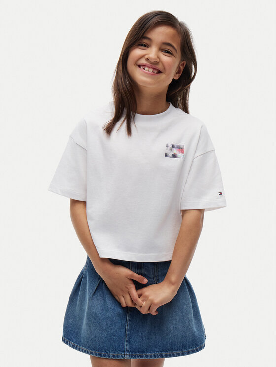 Tommy Hilfiger T-Shirt KG0KG09465 Biały Regular Fit