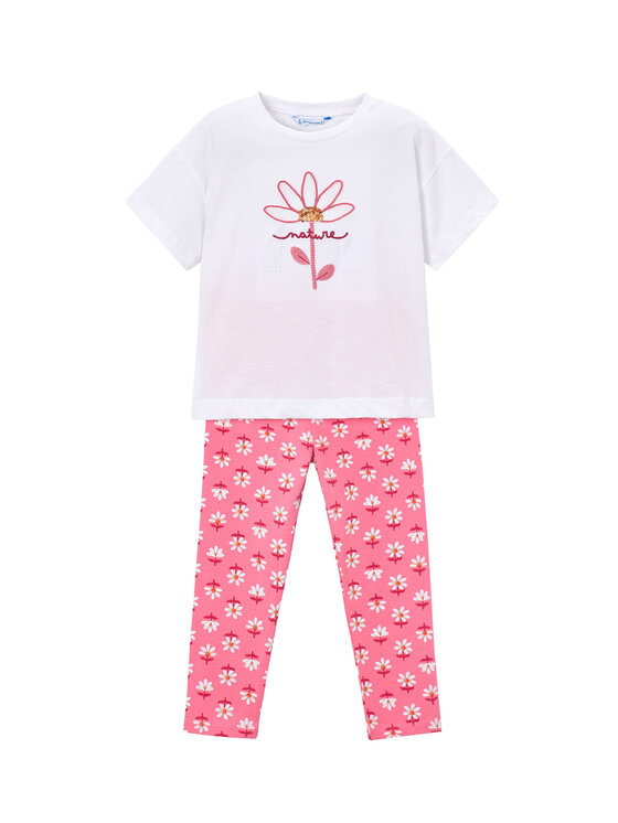 Mayoral Komplet t-shirt i legginsy 3727 Różowy Regular Fit