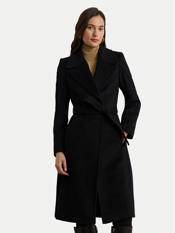 LAUREN RALPH LAUREN Płaszcz wełniany 297962169001 Czarny Regular Fit