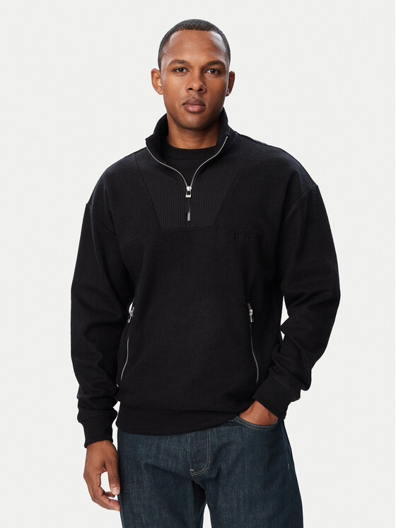 HUGO Bluza Derenzip Half Zip 50568234 Czarny Regular Fit