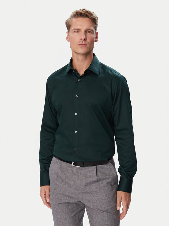 BOSS Koszula Joe 50555711 Zielony Regular Fit