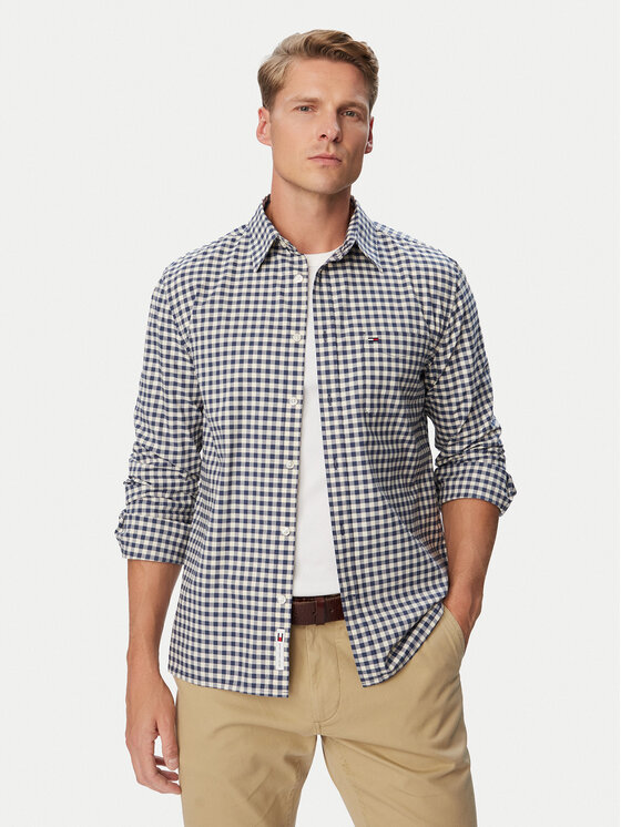 Tommy Jeans Koszula Check Oxford DM0DM23516 Niebieski Regular Fit