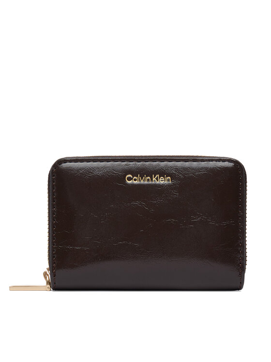 Calvin Klein Portfel Foil Glossy Square Zip Around LV04F1201G Brązowy