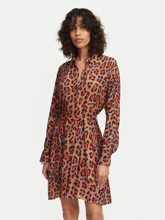 LOLA CASADEMUNT Sukienka koszulowa MS2616017 Brązowy Regular Fit