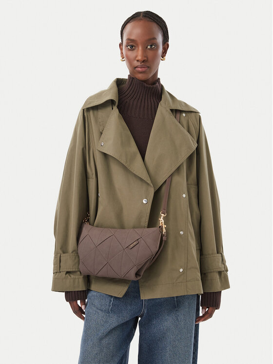 Calvin Klein Torebka Woven Sueded Shoulder Bag LV04F3694G Brązowy