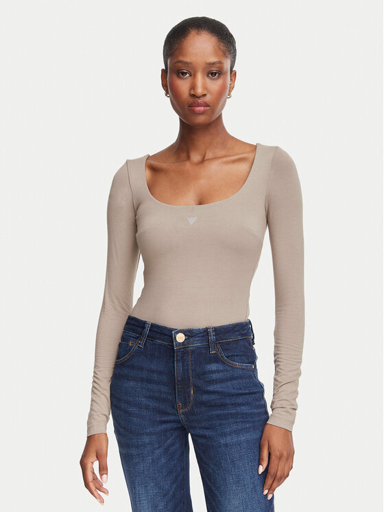 Guess Body W6YP21 K4356 Beżowy Slim Fit