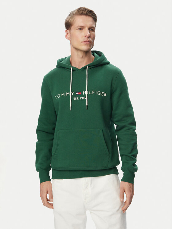 Tommy Hilfiger Bluza Logo MW0MW11599 Zielony ciemny Regular Fit