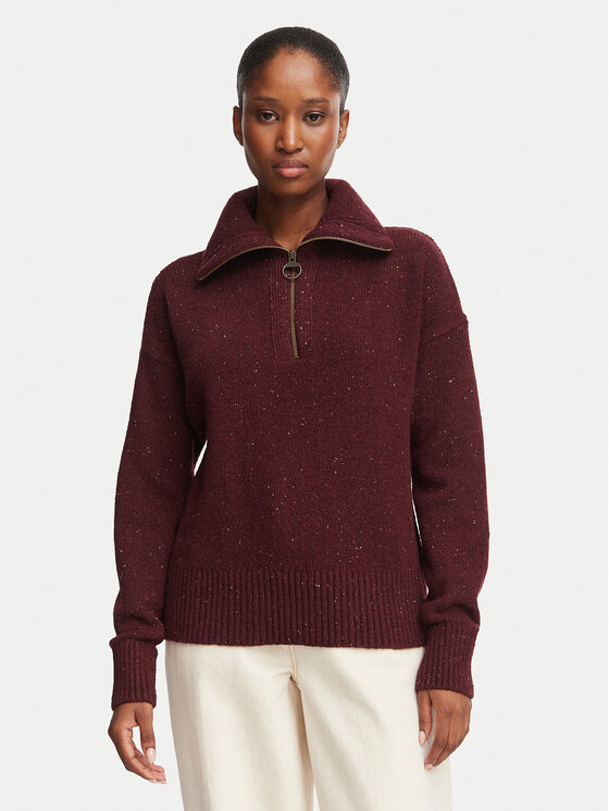 Barbour Sweter Lavensdale LKN1579RE97 Bordowy Relaxed Fit